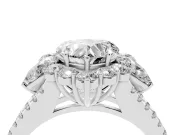 Heart-Shaped Scalloped Halo Engagement Ring Setting | Pear Side Stones | White Gold