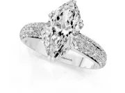 Marquise Three Row Pave Solitaire Engagement Ring Setting | Double Claw Prongs | White Gold