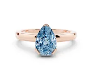 Pear-Shaped Solitaire Engagement Ring Setting for a Fancy Blue Lab-Grown Diamond | Flat Tab Prongs | Rose Gold