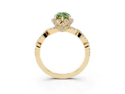 Marquise Milgrain Halo Engagement Ring Setting for a Fancy Green Lab-Grown Diamond | Graduated Shoulders | Yellow Gold
