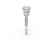 Asscher Cut Three Stone Engagement Ring Setting for a Fancy Pink Lab-Grown Diamond | Tapered Pave Band | Sterling Silver