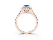Emerald Cut Accented Halo Engagement Ring Setting for a Fancy Blue Lab-Grown Diamond | Rose Gold
