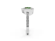 Fancy Green Heart Cut Diamond Round Halo Ring Set in Platinum with Pavé Band