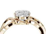 Cushion Cut Bypass Solitaire Engagement Ring Setting | Pavé and Plain Strands | Yellow Gold