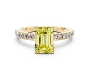 Emerald Cut Pavé Solitaire Engagement Ring Setting for a Fancy Yellow Lab-Grown Diamond | Single Row Band | Yellow Gold