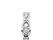 Round Lab-Grown Diamond Half Eternity Wedding Band | Linked Marquise Frames | Platinum