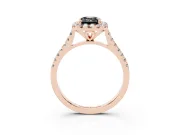 Emerald Cut Halo Engagement Ring Setting for a Black Center | Tapered Band | Rose Gold