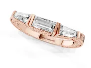 Baguette Diamond Milgrain Band Set in Rose gold with Channel V-Prong Setting