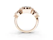 Cushion Cut Three Stone Halo Engagement Ring Setting | Bezel Set | Rose Gold