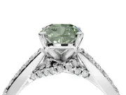 Cushion Cut Pavé Solitaire Engagement Ring Setting for a Fancy Green Lab-Grown Diamond | Crossover Gallery | Platinum