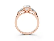 Oval Three-Stone Engagement Ring Setting | Pear Side Stones | Rose Gold