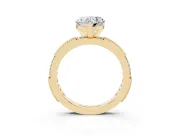 Heart-Shaped Vintage Pavé Solitaire Engagement Ring Setting | Milgrain Edges | Yellow Gold