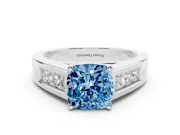 Cushion Cut Channel-Set Engagement Ring Setting for a Fancy Blue Lab-Grown Diamond | Platinum