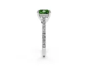 Princess Cut Hidden Halo Engagement Ring Setting for a Fancy Green Lab-Grown Diamond | Claw Prongs | Sterling Silver