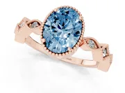 Fancy Blue Oval Cut Diamond Milgrain Marquise Twist Band Ring Set in Rose gold with Prong Setting