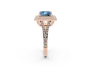 Princess Cut Halo Engagement Ring Setting for a Fancy Blue Lab-Grown Diamond | Rose Gold - Design NV-24799