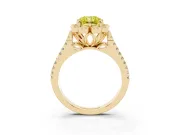 Radiant Cut Floral Halo Engagement Ring Setting for a Fancy Yellow Lab-Grown Diamond | Pavé Split Shank | Yellow Gold
