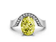 Oval Bypass Solitaire Engagement Ring Setting for a Fancy Yellow Lab-Grown Diamond | Pavé Ribbon | Sterling Silver