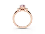 Fancy Pink Three-Stone Marquise Cut Diamond Ring Set in Rose gold with Prong Setting and Plain Band