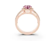 Round Halo Engagement Ring Setting for a Fancy Pink Lab-Grown Diamond | Split Shank | Rose Gold