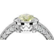 Pear-Shaped Milgrain Halo Engagement Ring Setting for a Fancy Yellow Lab-Grown Diamond | Wide Pavé Band | White Gold
