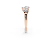 Heart-Shaped Three Stone Engagement Ring Setting | Matching Side Stones | Rose Gold