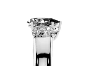 Fancy Black Three-Stone Pear Cut Diamond Ring Set in Silver with Matching Prong Settings and Plain Band