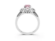 Pear-Shaped Hidden Halo Three Stone Engagement Ring Setting for a Fancy Pink Lab-Grown Diamond | Pave Gallery | Platinum