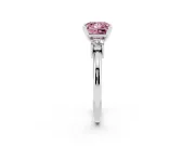 Fancy Pink Three-Stone Princess Cut Diamond Ring Set in White gold with Prong Setting and Plain Band