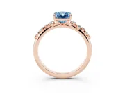 Fancy Blue Radiant Cut Diamond Cluster Solitaire Ring Set in Rose gold with Prong Setting