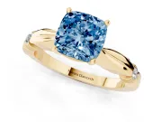 Cushion Cut Floral Engagement Ring Setting for a Fancy Blue Lab-Grown Diamond | Yellow Gold