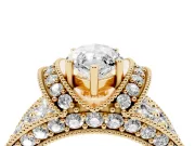Marquise Vintage Milgrain Pave Engagement Ring Setting | Crescent Side Rows | Yellow Gold