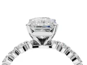 Radiant Cut Pavé Solitaire Engagement Ring Setting | Alternating Accents | White Gold