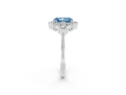Fancy Blue Radiant Cut Diamond Cluster Ring Set in Silver with Beaded Band