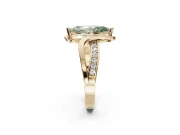 Marquise Bypass Solitaire Engagement Ring Setting for a Fancy Green Lab-Grown Diamond | Pavé Strands | Yellow Gold