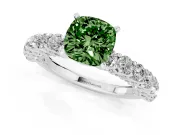 Cushion Cut Shared Prong Engagement Ring Setting for a Fancy Green Lab-Grown Diamond | Platinum