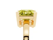 Fancy Yellow Asscher Cut Diamond Solitaire Ring Set in Yellow gold with Prong Head and Smooth Polished Band