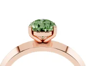 Fancy Green Pear Cut Diamond Solitaire Engagement Ring Set in Rose gold with Flat Band and Prong Setting