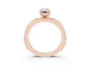 Emerald Cut Vintage Pavé Solitaire Engagement Ring Setting | Milgrain Edges | Rose Gold