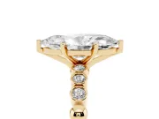 Marquise Beaded Solitaire Engagement Ring Setting | Bezel Accents | Yellow Gold