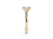 Radiant Cut Solitaire Engagement Ring Setting | Graduated Scattered Accents | Yellow Gold