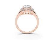 Princess Cut Milgrain Halo Engagement Ring Setting | Graduated Bezel Accents | Rose Gold