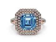 Asscher Cut Halo Engagement Ring Setting for a Fancy Blue Lab-Grown Diamond | Rose Gold - Design NV-24799