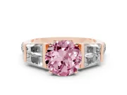 Round Channel Set Baguette Engagement Ring Setting for a Fancy Pink Lab-Grown Diamond | Rose Gold