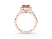 Asscher Cut Accented Halo Engagement Ring Setting for a Fancy Pink Lab-Grown Diamond | Rose Gold