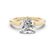 Heart Cut Diamond Solitaire Ring Set in Yellow gold with Prong Setting and Classic Band