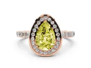 Pear-Shaped Bezel-Rim Halo Engagement Ring Setting for a Fancy Yellow Lab-Grown Diamond | Pave Band | Rose Gold