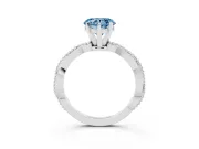 Fancy Blue Heart Cut Diamond Solitaire Ring Set in Silver with Twisted Band and Bead Prong Setting