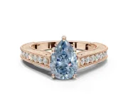 Pear-Shaped Vintage Engagement Ring Setting for a Fancy Blue Lab-Grown Diamond | Rose Gold - Design NV-24644