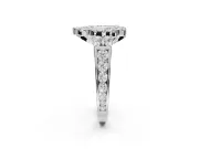 Pear-Shaped Halo Side Cluster Engagement Ring Setting | Graduated Channel Band | Sterling Silver